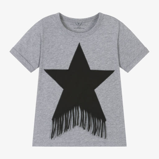 Stella McCartney Kids-Серая звёздная органическая футболка для девочек | Childrensalon Outlet