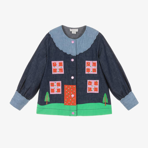 Stella McCartney Kids-Girls Indigo Denim Chambray Top | Childrensalon Outlet