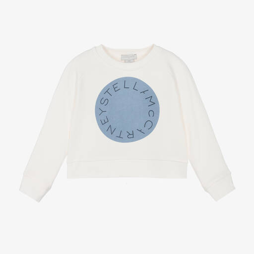 Stella McCartney Kids-Girls Ivory & Blue Cotton Sweatshirt | Childrensalon Outlet
