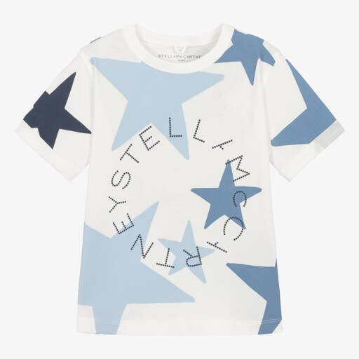 Stella McCartney Kids-Girls Ivory & Blue Star Cotton T-Shirt | Childrensalon Outlet