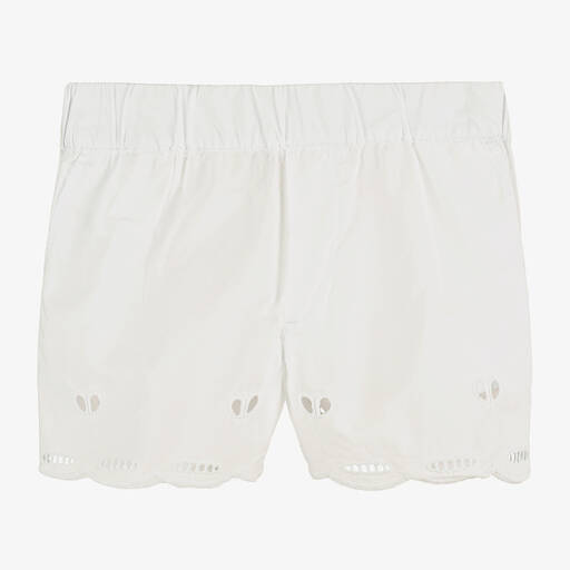 Stella McCartney Kids-Girls Ivory Broderie Anglaise Shorts | Childrensalon Outlet