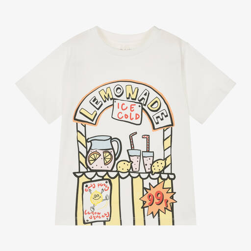 Stella McCartney Kids-Girls Ivory Cotton Lemonade T-Shirt | Childrensalon Outlet