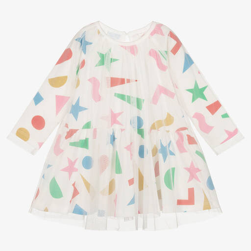 Stella McCartney Kids-Girls Ivory Cotton Shapes Dress | Childrensalon Outlet