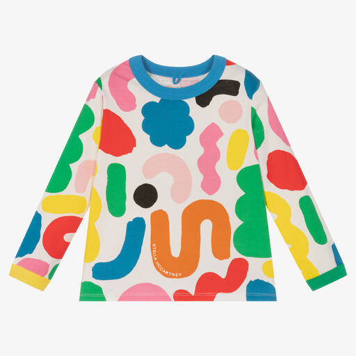 Stella McCartney Kids-Girls Ivory Cotton Shapes Top | Childrensalon Outlet