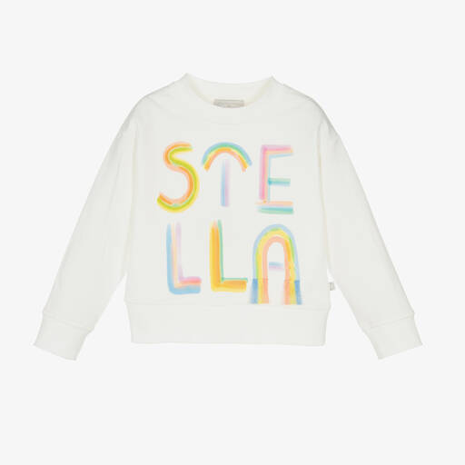 Stella McCartney Kids-Baumwoll-Sweatshirt Elfenbein | Childrensalon Outlet