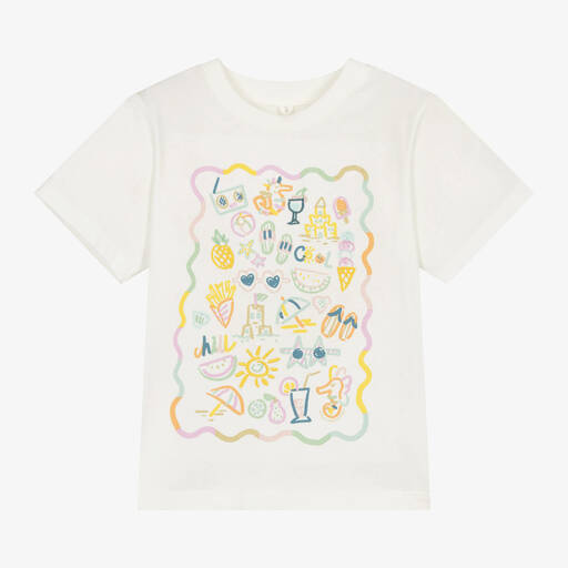 Stella McCartney Kids-Girls Ivory Cotton T-Shirt | Childrensalon Outlet