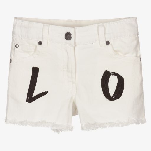 Stella McCartney Kids-Кремовые джинсовые шорты Love для девочек | Childrensalon Outlet