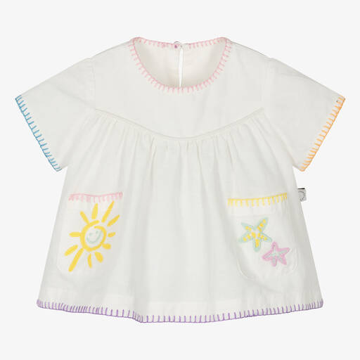 Stella McCartney Kids-Girls Ivory Embroidered Blouse | Childrensalon Outlet