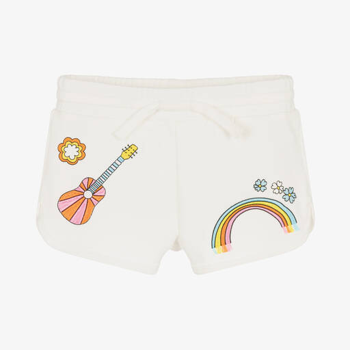 Stella McCartney Kids-Girls Ivory Embroidered Cotton Shorts | Childrensalon Outlet