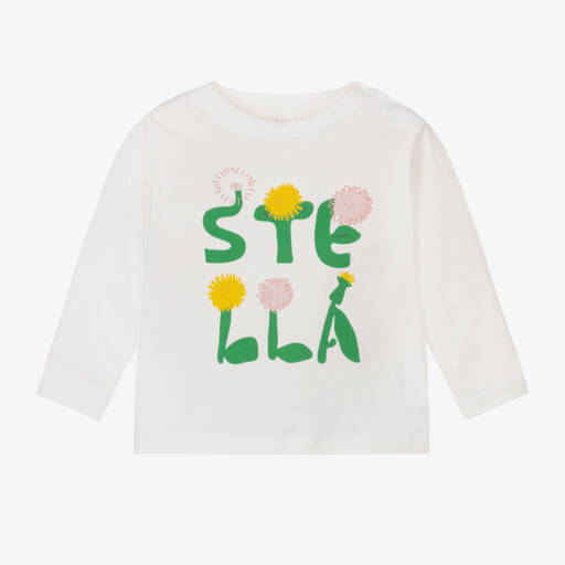 Stella McCartney Kids-Girls Ivory Floral Cotton Tee | Childrensalon Outlet