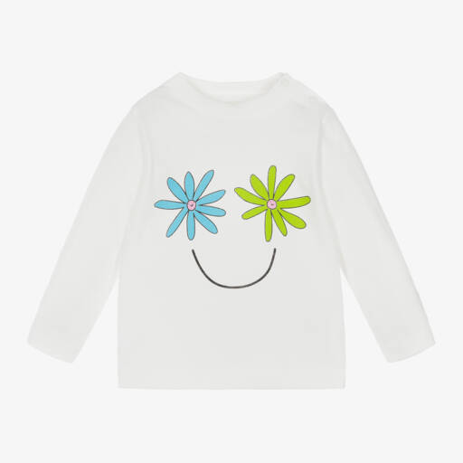 Stella McCartney Kids-Girls Ivory Floral Cotton Top | Childrensalon Outlet