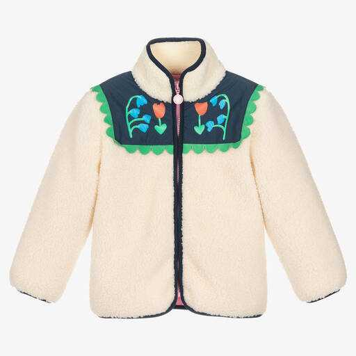 Stella McCartney Kids-جاكيت بطبعة ورود فليس لون عاجي للبنات | Childrensalon Outlet