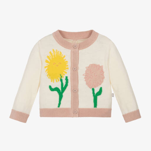 Stella McCartney Kids-Girls Ivory Floral Knit Cardigan | Childrensalon Outlet