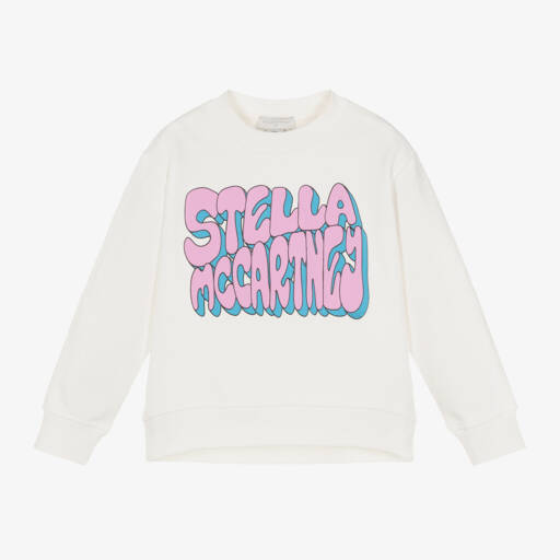 Stella McCartney Kids-Girls Ivory Logo Jumper | Childrensalon Outlet