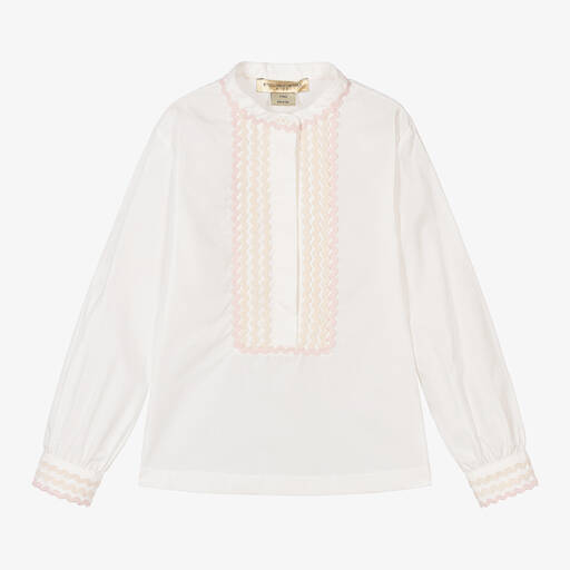 Stella McCartney Kids-بلوز قطن عضوي بوبلين لون عاجي للبنات | Childrensalon Outlet