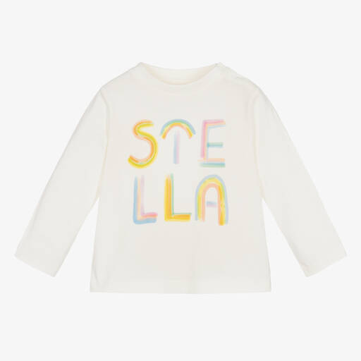 Stella McCartney Kids-Girls Ivory Pastel Rainbow Top | Childrensalon Outlet