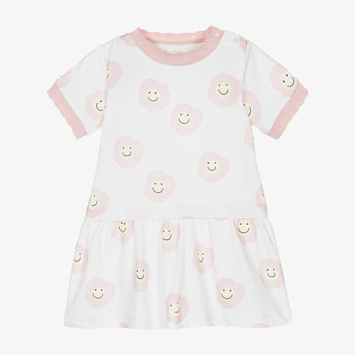 Stella McCartney Kids-Girls Ivory & Pink Smile Dress | Childrensalon Outlet