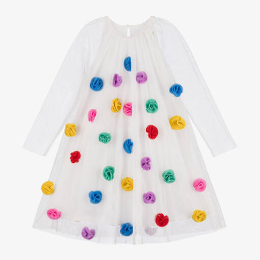 Stella McCartney Kids-فستان بوم بوم تول لون أبيض | Childrensalon Outlet