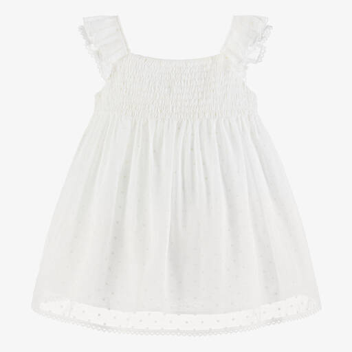 Stella McCartney Kids-فستان أطفال بناتي قطن عضوي فوال لون عاجي | Childrensalon Outlet