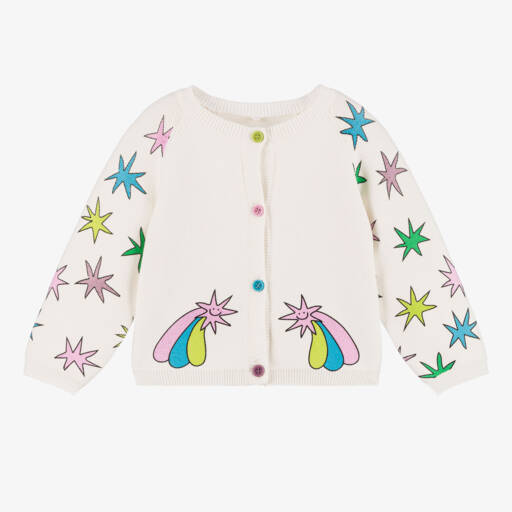 Stella McCartney Kids-Girls Ivory Star Knit Cardigan | Childrensalon Outlet