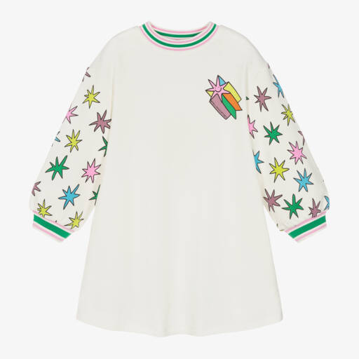 Stella McCartney Kids-Girls Ivory Starry Cotton Dress | Childrensalon Outlet