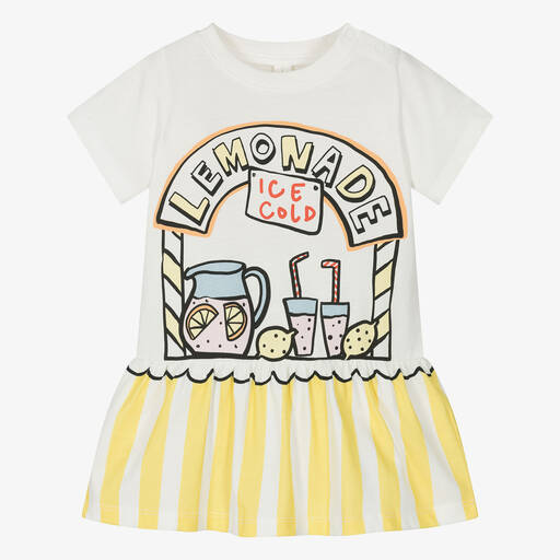 Stella McCartney Kids-Girls Ivory & Yellow Organic Cotton Dress | Childrensalon Outlet