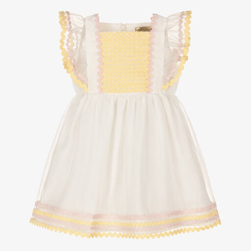 Stella McCartney Kids-Organzakleid in Elfenbein und Gelb | Childrensalon Outlet