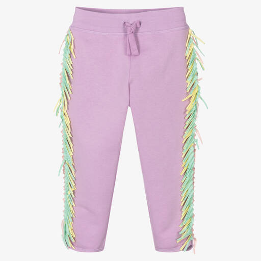 Stella McCartney Kids-Girls Lilac Purple Cotton Fringe Joggers | Childrensalon Outlet