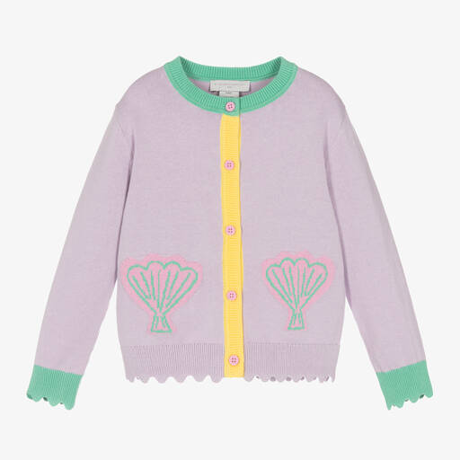 Stella McCartney Kids-Girls Lilac Purple Cotton Seashell Cardigan | Childrensalon Outlet