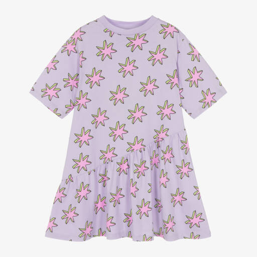 Stella McCartney Kids-Girls Lilac Starry Cotton Dress | Childrensalon Outlet