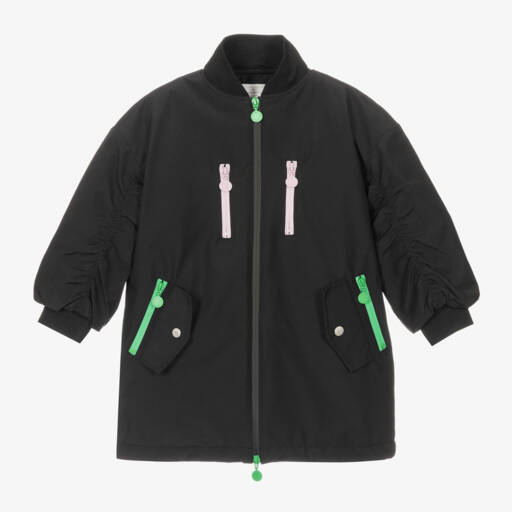 Stella McCartney Kids-Girls Matte Black Quilted Coat | Childrensalon Outlet