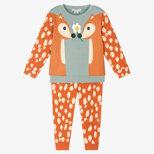 Stella McCartney Kids-Girls Orange Deer Tracksuit | Childrensalon Outlet