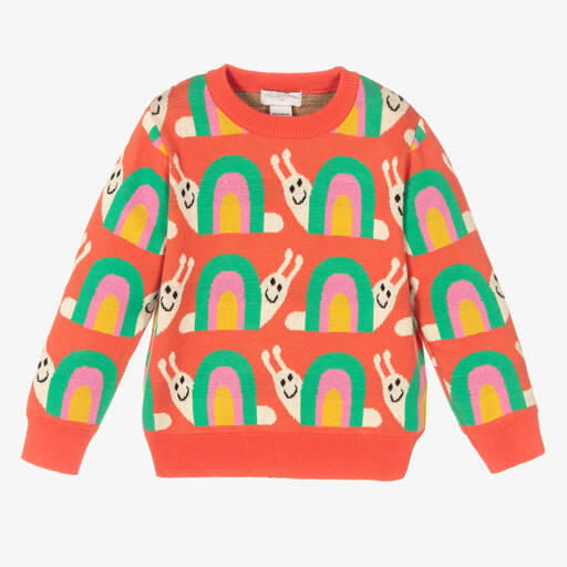 Stella McCartney Kids-كنزة قطن عضوي محبوك لون برتقالي | Childrensalon Outlet