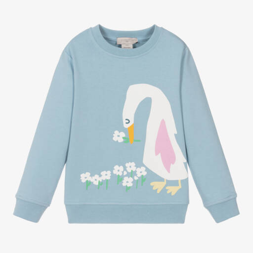 Stella McCartney Kids-Girls Organic Blue Swan Jumper | Childrensalon Outlet