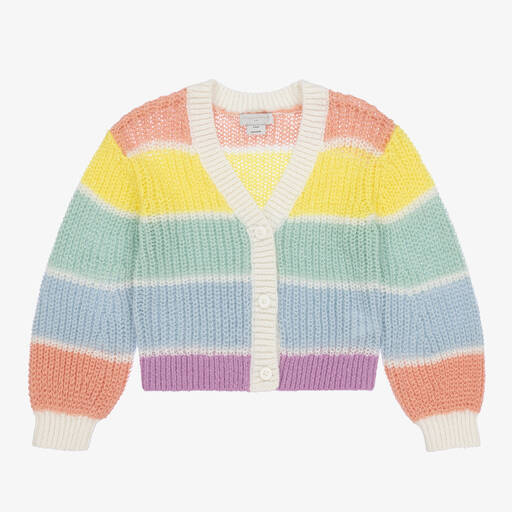 Stella McCartney Kids-Girls Pastel Rainbow Stripe Cardigan | Childrensalon Outlet