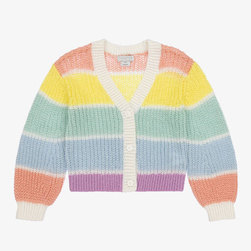 Stella McCartney Kids-Girls Pastel Rainbow Stripe Cardigan | Childrensalon Outlet