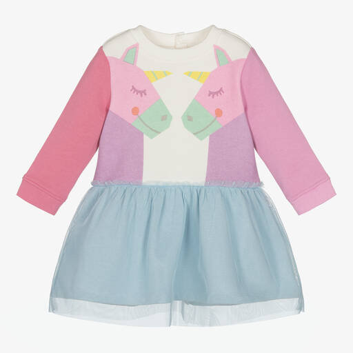 Stella McCartney Kids-Girls Pink & Blue Unicorn Dress | Childrensalon Outlet