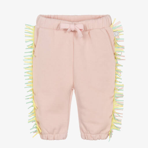 Stella McCartney Kids-Girls Pink Cotton Fringed Joggers | Childrensalon Outlet