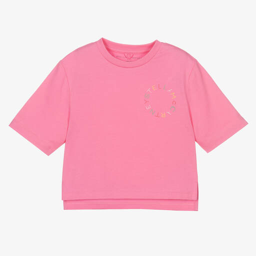 Stella McCartney Kids-Girls Pink Cotton T-Shirt | Childrensalon Outlet