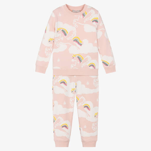 Stella McCartney Kids-Розовый спортивный костюм из хлопка с единорогами | Childrensalon Outlet