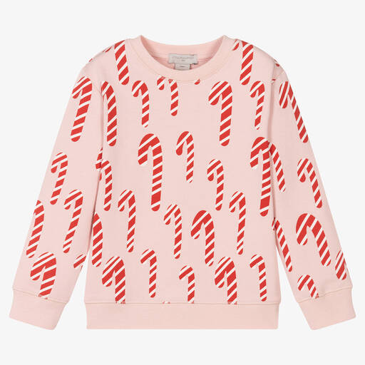 Stella McCartney Kids-Girls Pink Festive Organic Cotton Sweatshirt | Childrensalon Outlet