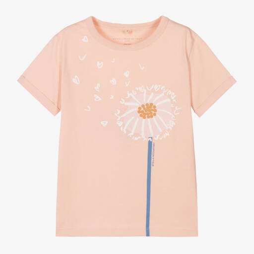 Stella McCartney Kids-Girls Pink Floral Cotton Tee | Childrensalon Outlet