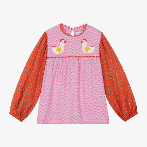 Stella McCartney Kids-Girls Pink Floral Viscose Top | Childrensalon Outlet