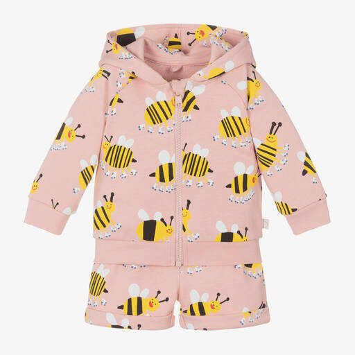 Stella McCartney Kids-Girls Pink Organic Cotton Bee Shorts Set | Childrensalon Outlet