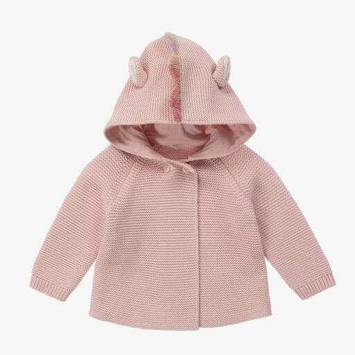 Stella McCartney Kids-Girls Pink Organic Cotton Hooded Cardigan | Childrensalon Outlet