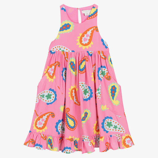 Stella McCartney Kids-Girls Pink Paisley Print Dress | Childrensalon Outlet