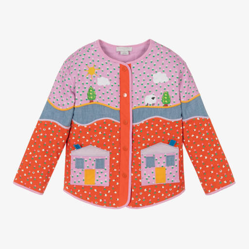 Stella McCartney Kids-Girls Pink & Red Farm Jacket | Childrensalon Outlet