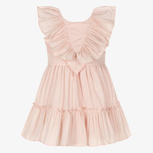 Stella McCartney Kids-Rosa Rüschenkleid mit Gürtel | Childrensalon Outlet