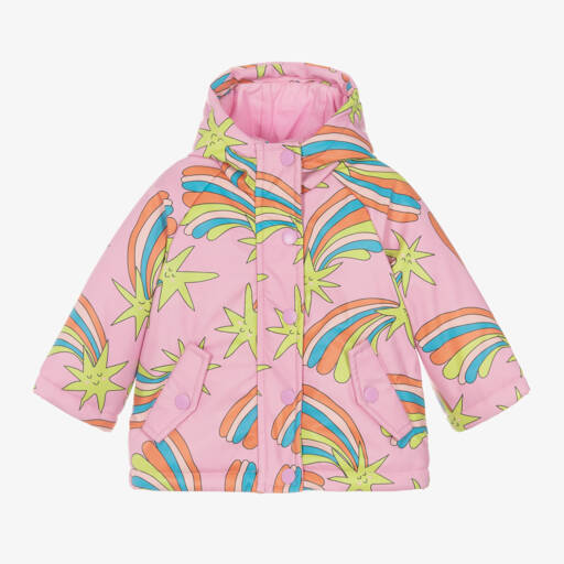 Stella McCartney Kids-Girls Pink Starry Hooded Jacket | Childrensalon Outlet
