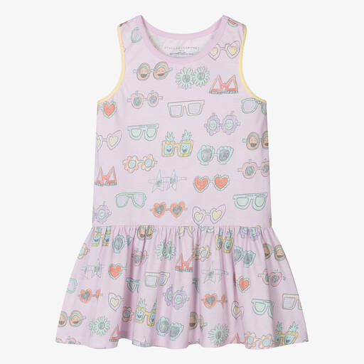 Stella McCartney Kids-Girls Pink Sunglasses Cotton Jersey Dress | Childrensalon Outlet